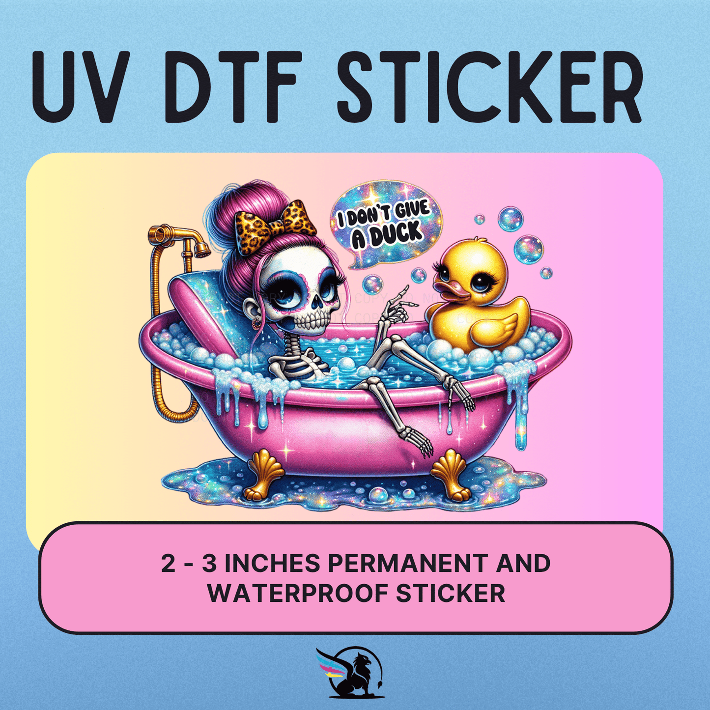 I Don't Give A Duck Sassy Skull  | UV DTF STICKER