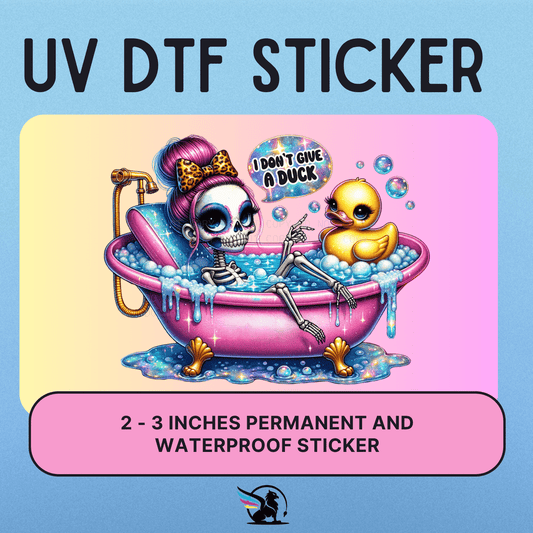 I Don't Give A Duck Sassy Skull  | UV DTF STICKER