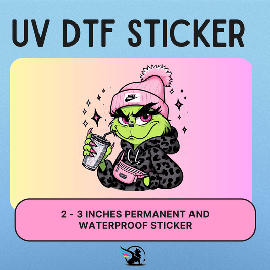 Pink Grinch Girl | UV DTF STICKER