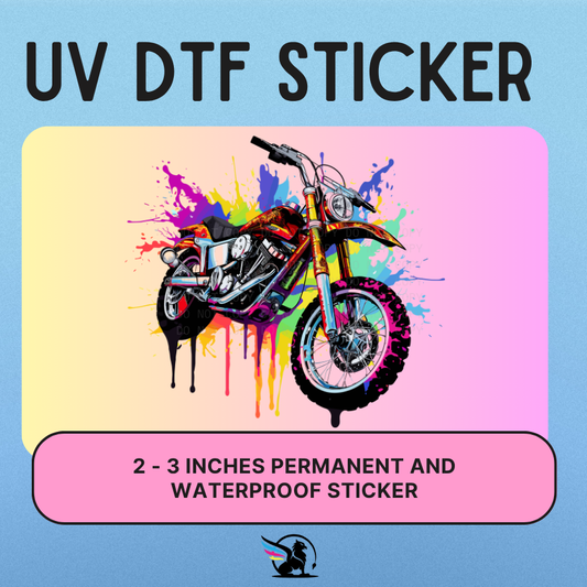 Water Colored Dirt Bike | UV DTF STICKER