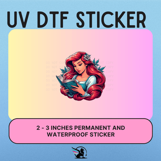 Redhead Princess Reading | UV DTF STICKER