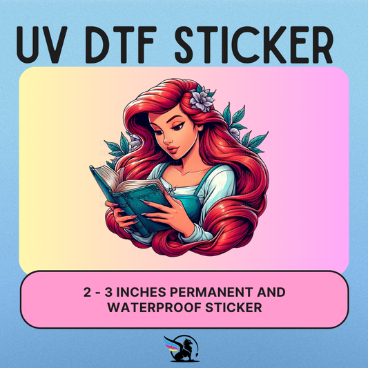 Redhead Princess Reading | UV DTF STICKER