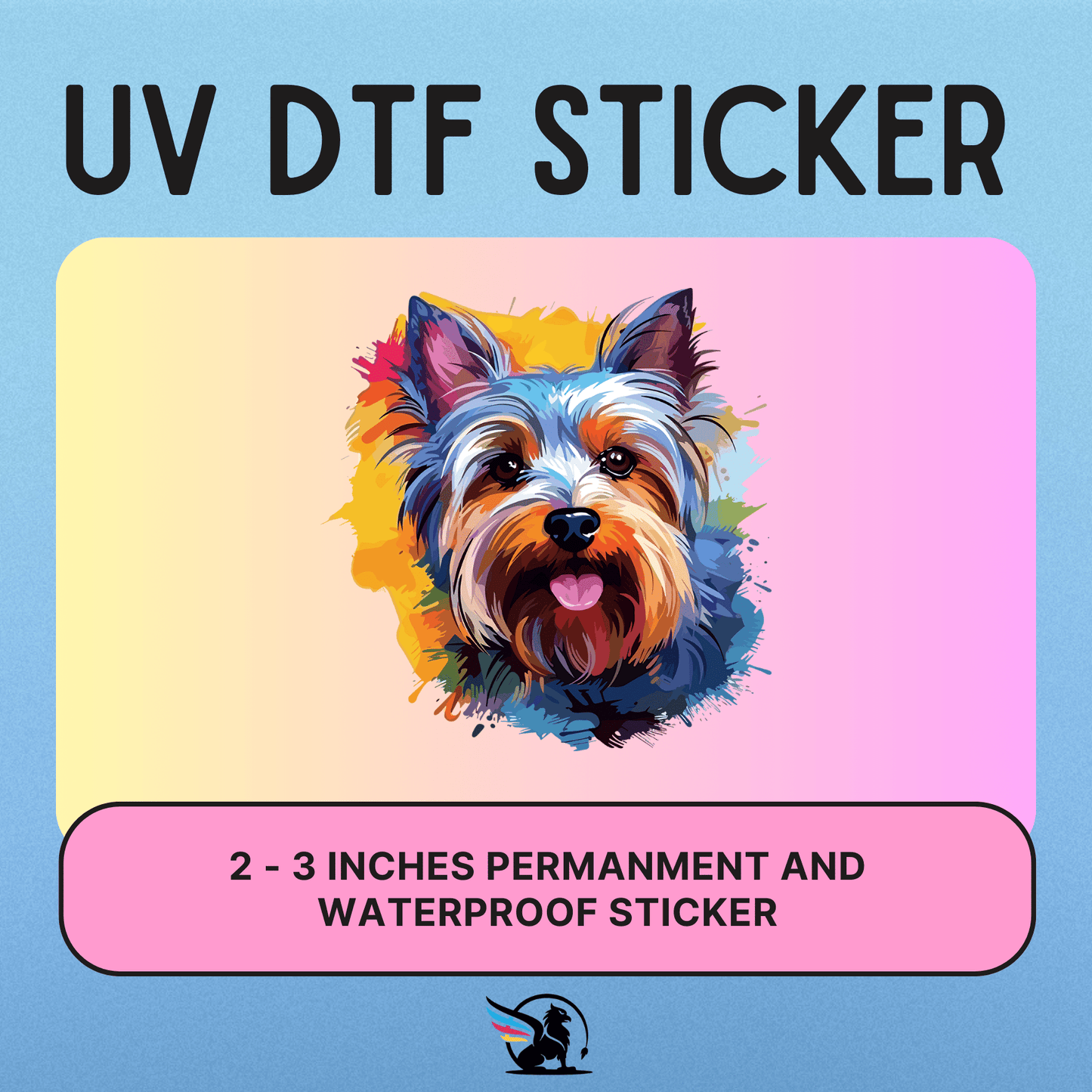Colorful Yorkshire Terrier | UV DTF STICKER