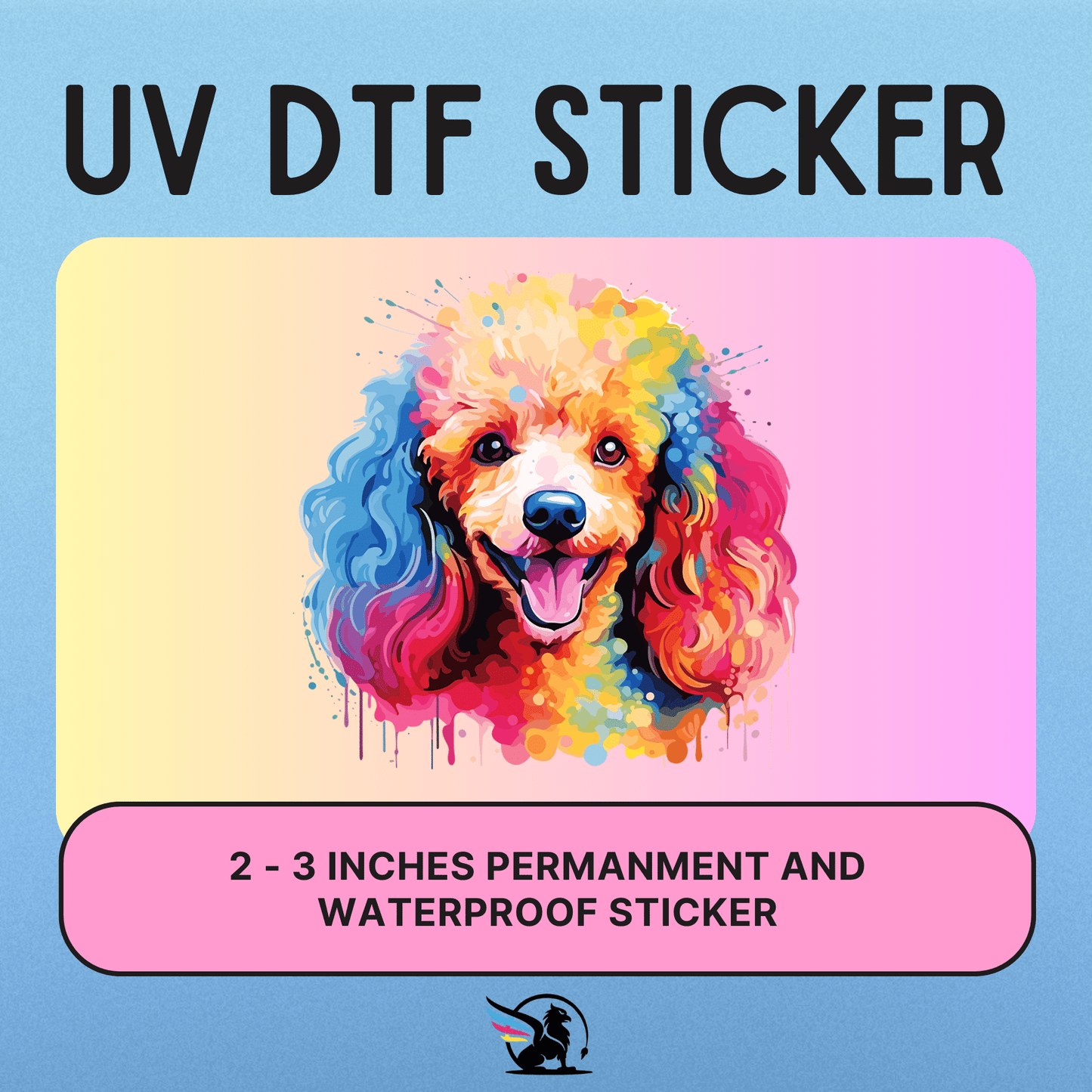 Colorful Poodle | UV DTF STICKER