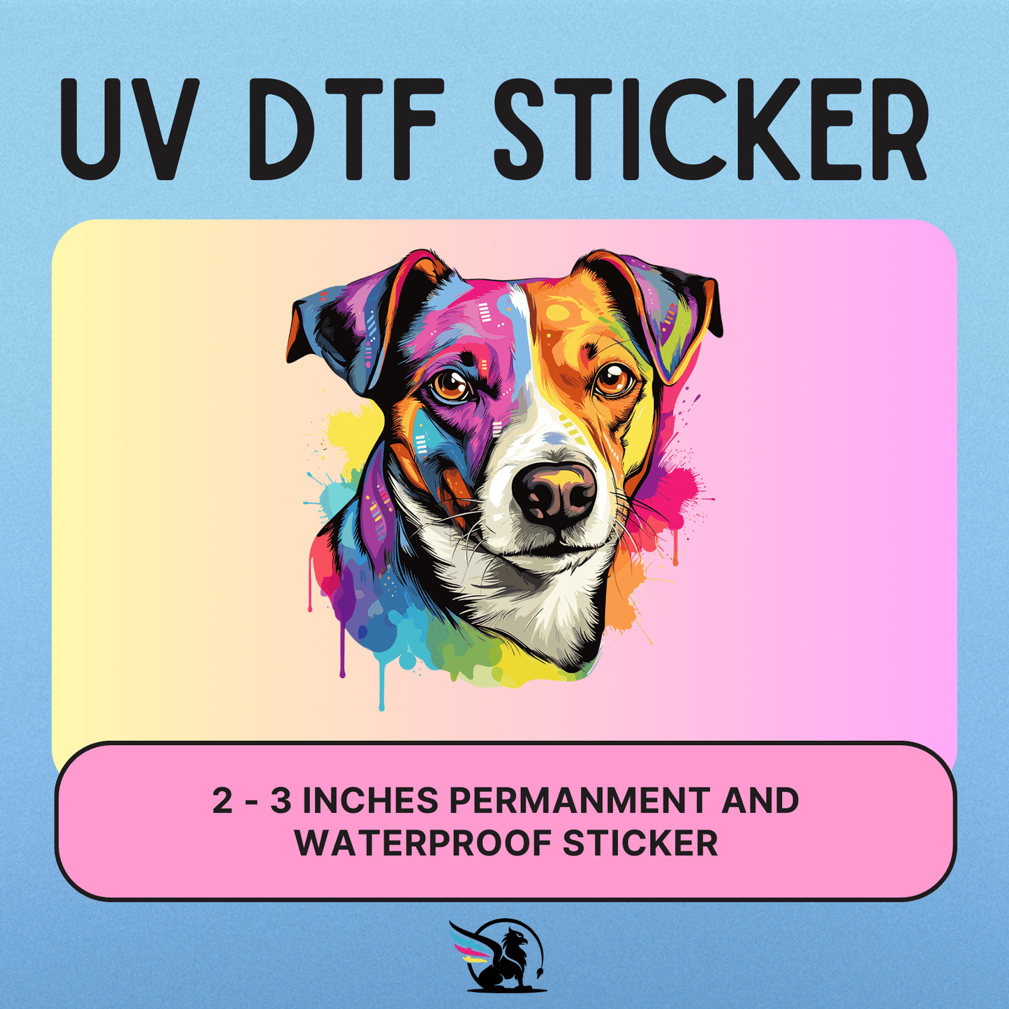 Colorful Jack Russel | UV DTF STICKER
