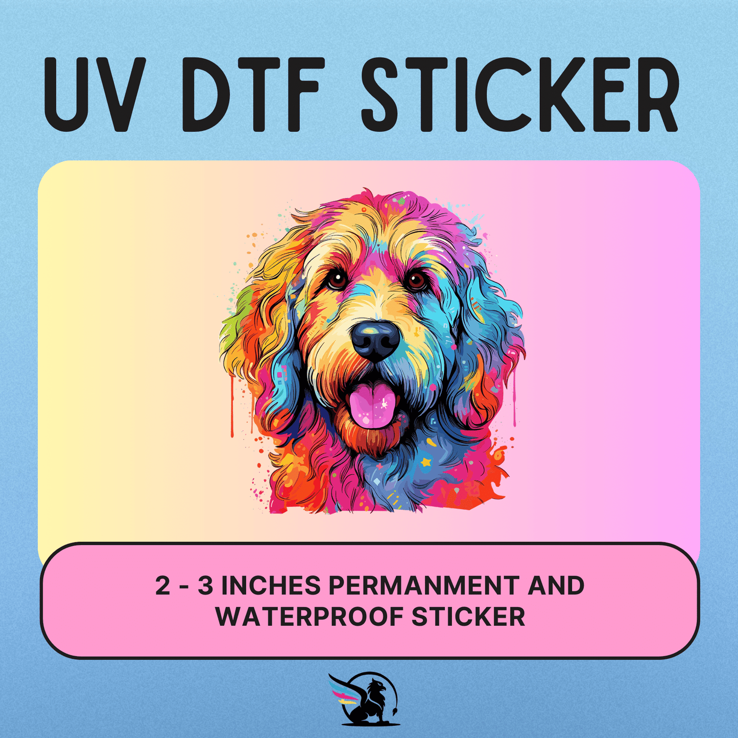 Colorful Goldendoodle | UV DTF STICKER