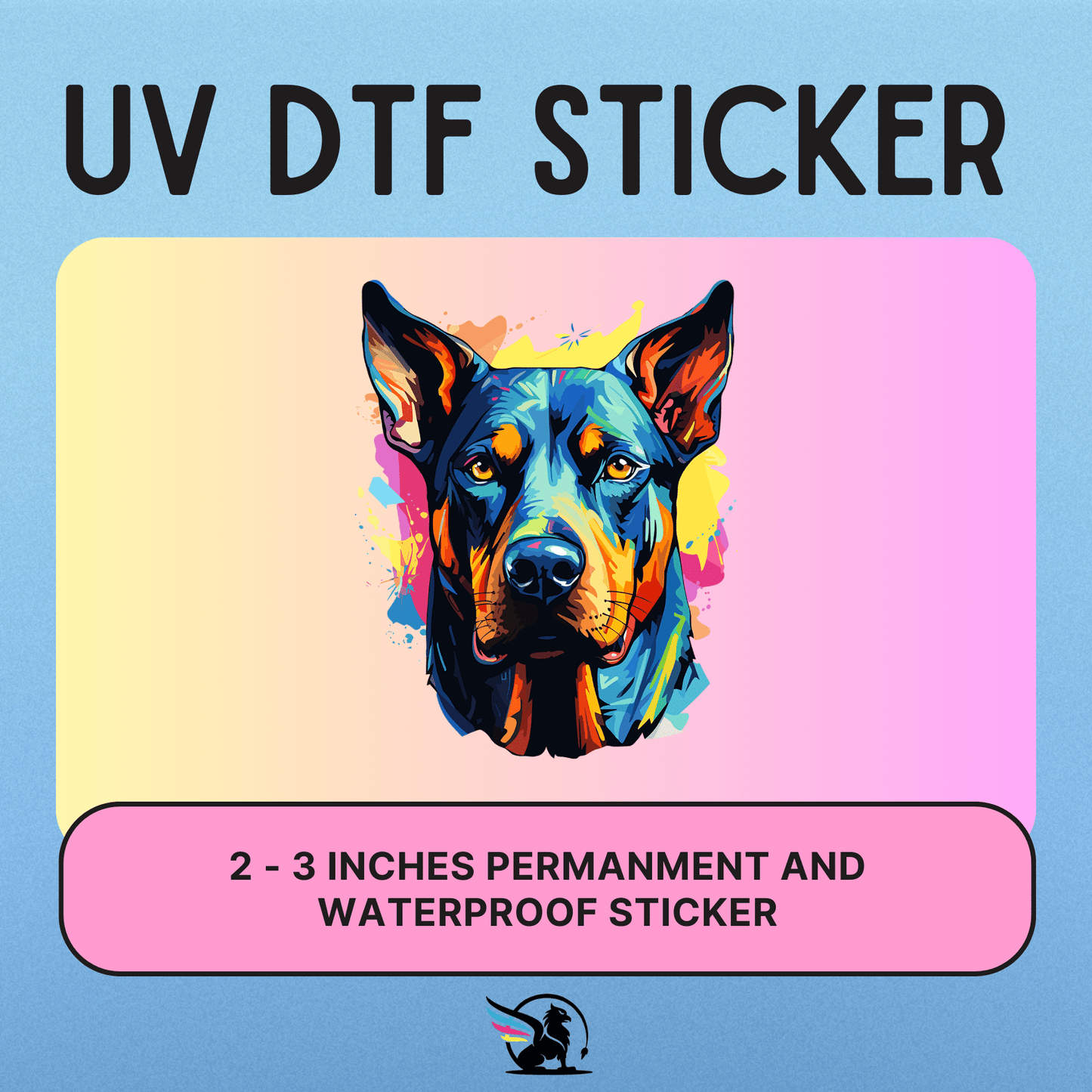 Colorful Doberman Pinscher | UV DTF STICKER