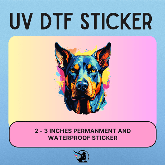 Colorful Doberman Pinscher | UV DTF STICKER - Griffin Expressions