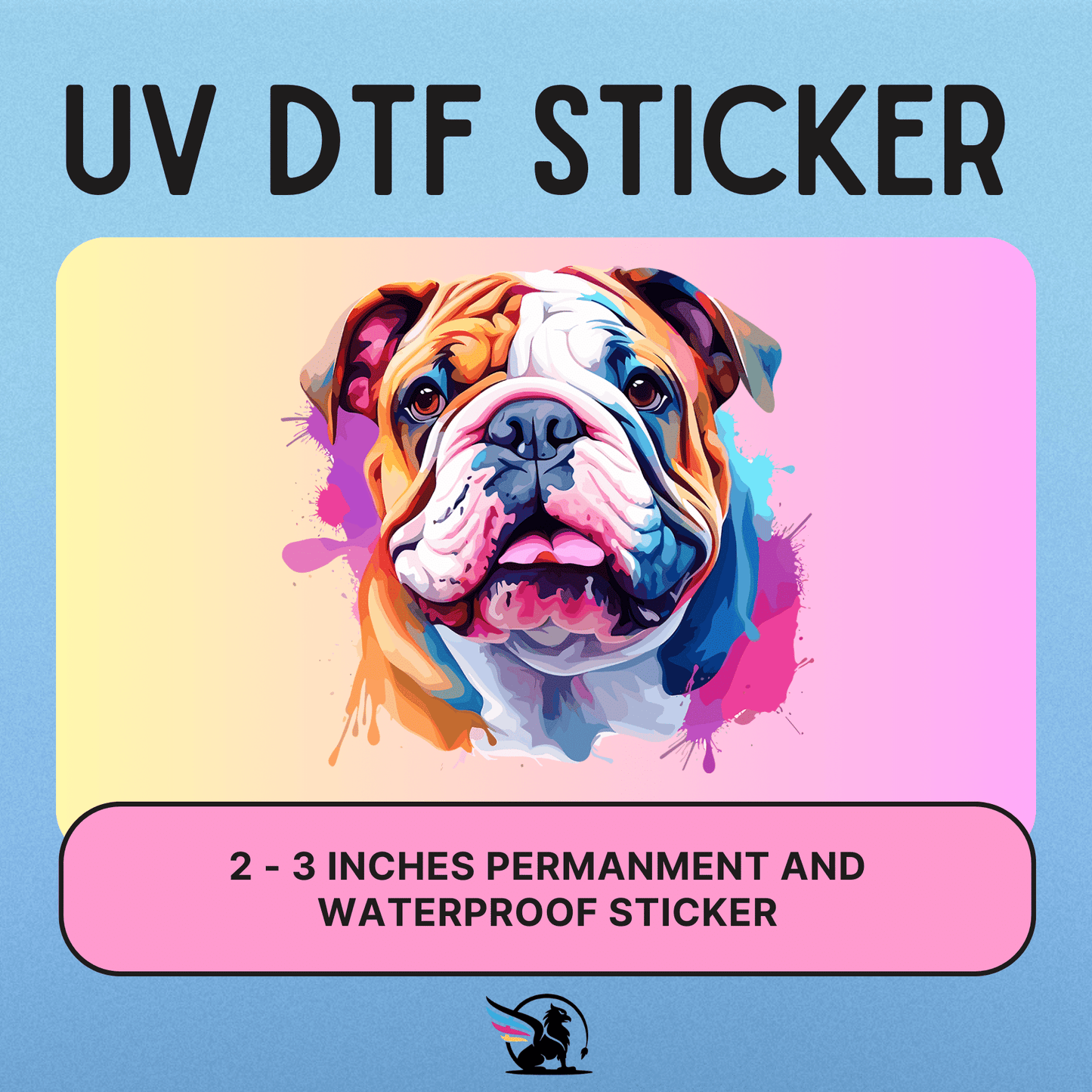 Colorful Bulldog | UV DTF STICKER