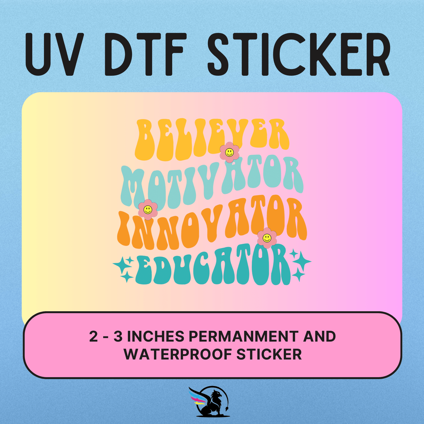 Believer Motivator Innovator Education | UV DTF STICKER