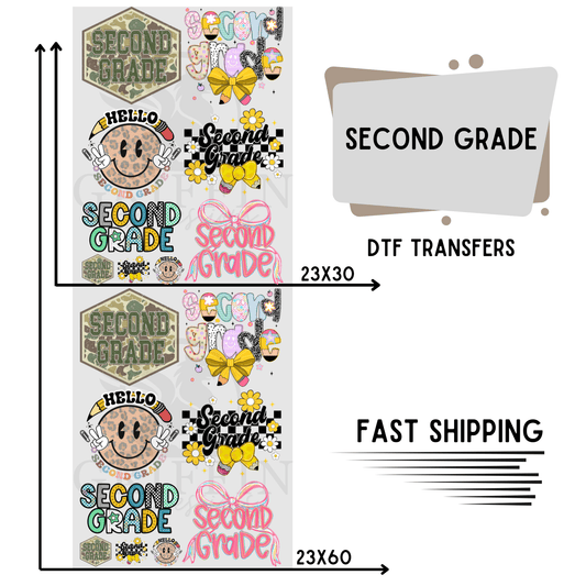 Second Grade | Premade DTF Transfer Gang Sheet For Graphic Tees