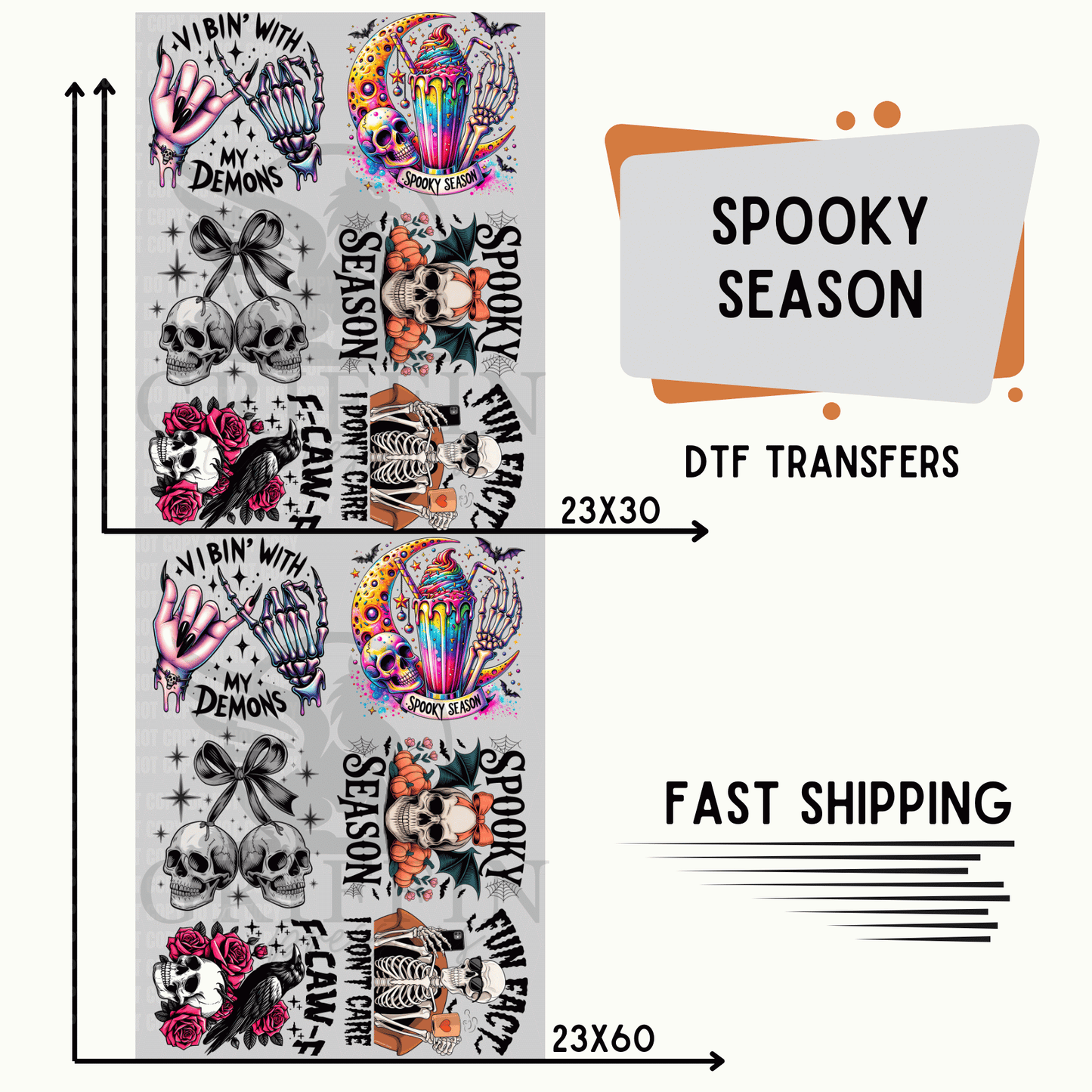 Spooky Season | Premade DTF Transfer Gang Sheet For Graphic Tees