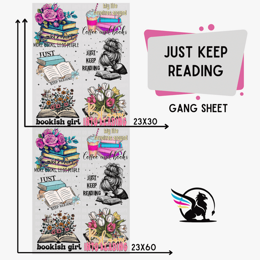 Premade DTF Transfer Gang Sheet For Graphic Tees| Just Keep Reading