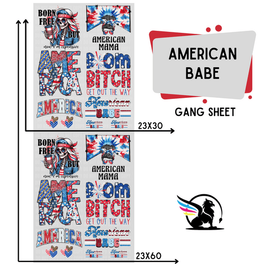 Premade DTF Transfer Gang Sheet For Graphic Tees | American Babe
