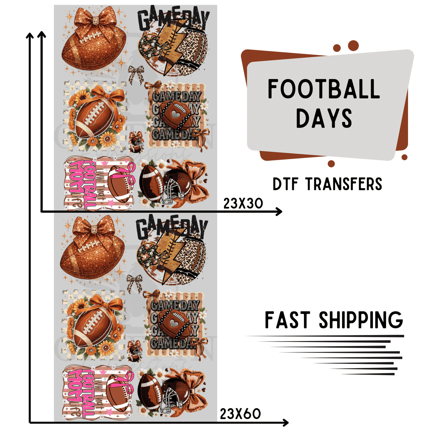 Football Days | Premade DTF Transfer Gang Sheet For Graphic Tees