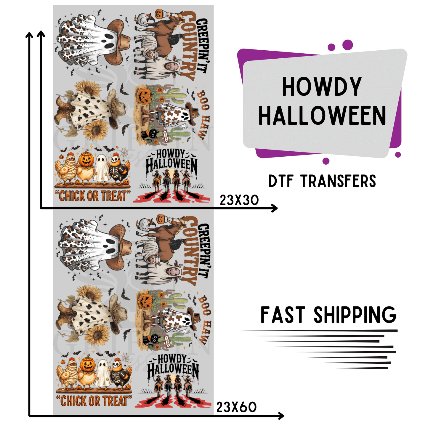 Howdy Halloween | Premade DTF Transfer Gang Sheet For Graphic Tees