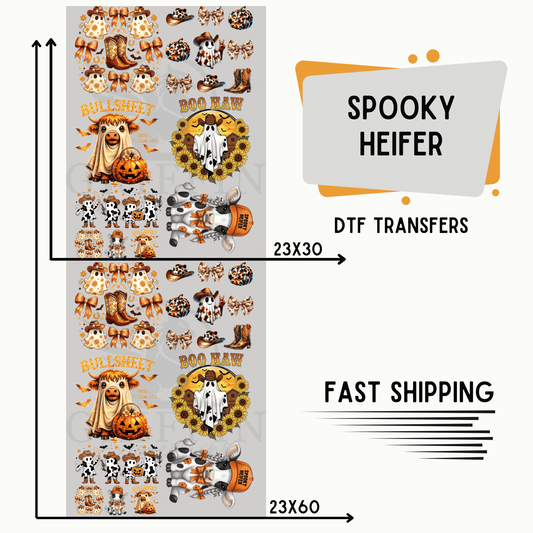 Spooky Heifer | Premade DTF Transfer Gang Sheet For Graphic Tees
