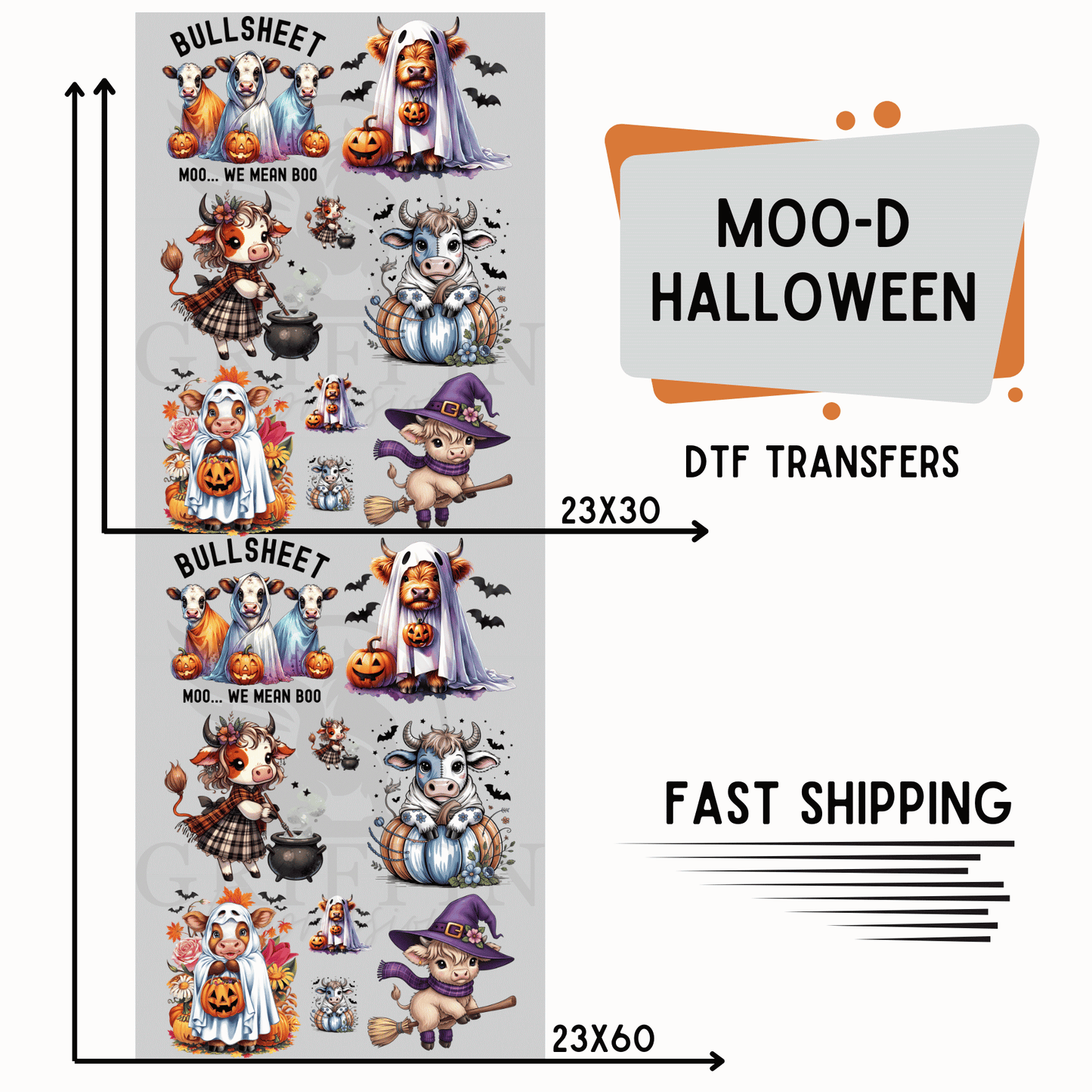 Moo-D Halloween | Premade DTF Transfer Gang Sheet For Graphic Tees