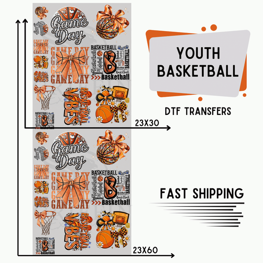 Youth Basketball | Premade DTF Transfer Gang Sheet For Graphic Tees