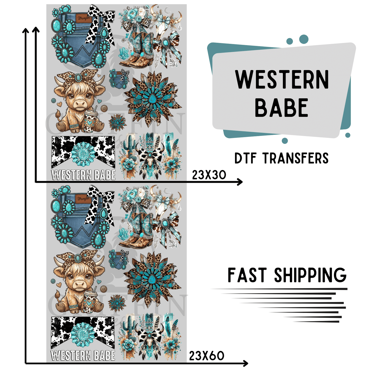Western Babe | Premade DTF Transfer Gang Sheet For Graphic Tees