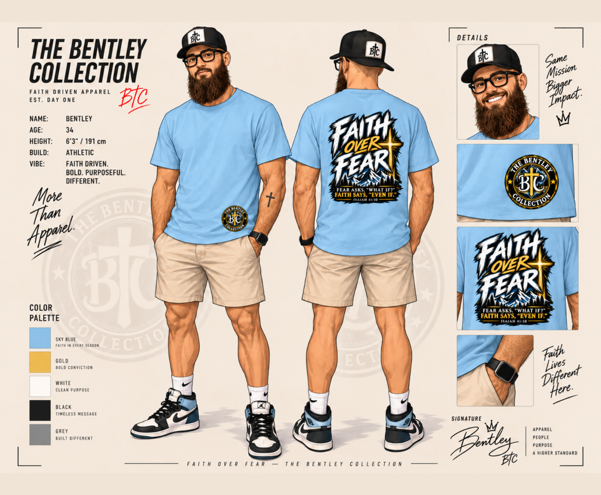 Faith Over Fear Men’s Christian Graphic Shirt | Isaiah 41:10 | The Bentley Collection