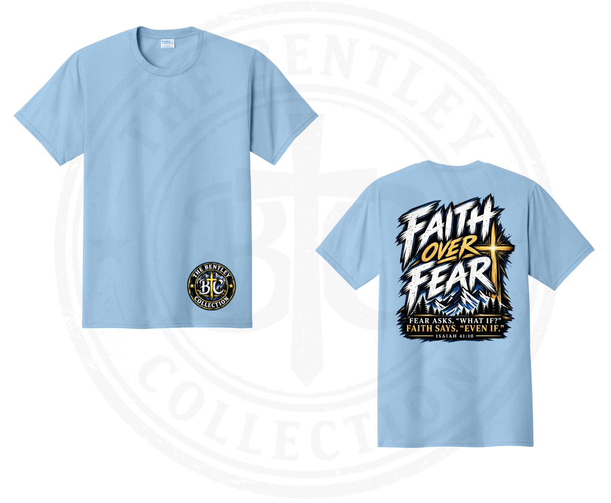 Faith Over Fear Men’s Christian Graphic Shirt | Isaiah 41:10 | The Bentley Collection