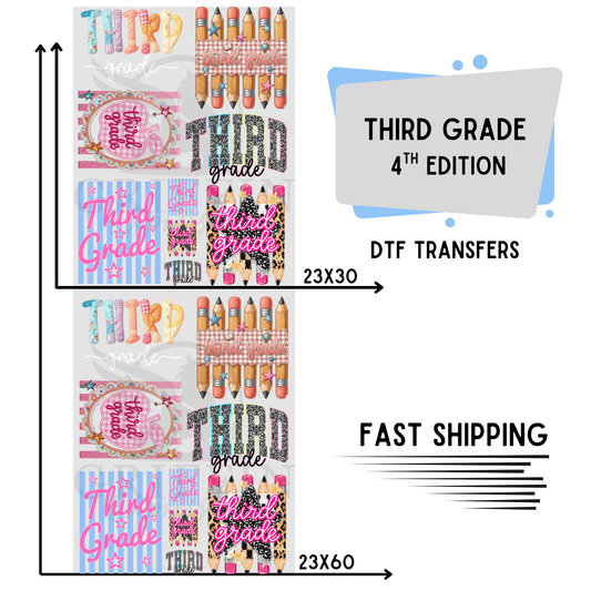 Third Grade .4 | Premade DTF Transfer Gang Sheet For Graphic Tees
