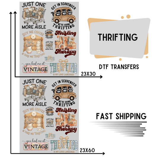Thrifting | Premade DTF Transfer Gang Sheet For Graphic Tees