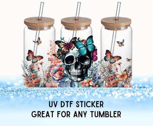 UV DTF Sticker | Skull Flowers