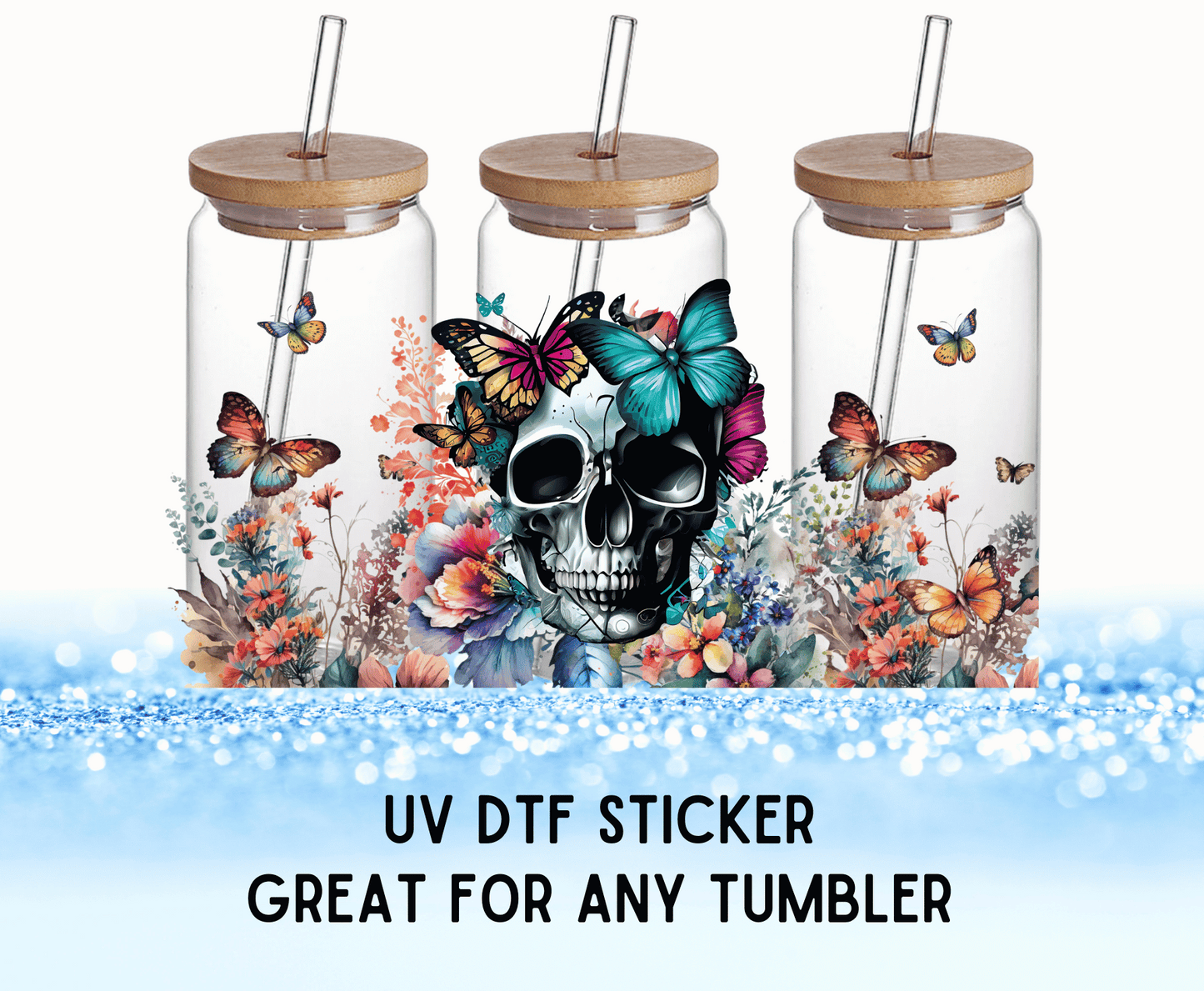 UV DTF Sticker | Skull Flowers