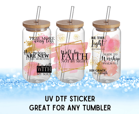 Walk By Faith | UV DTF Wrap – Waterproof, Durable, & Vibrant Sticker