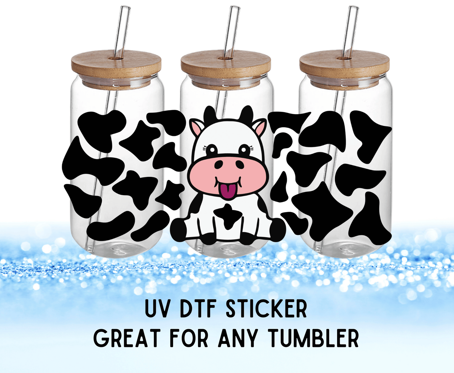 Cute Cow | UV DTF Wrap – Waterproof, Durable, & Vibrant Sticker