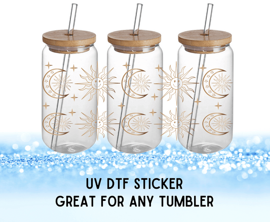 UV DTF Sticker | Gold Moon & Stars