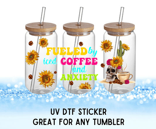 Fueled By Coffee | UV DTF Wrap – Waterproof, Durable, & Vibrant Sticker - Griffin Expressions
