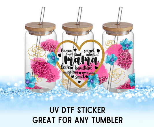 Mama Colorful Flowers | UV DTF Wrap – Waterproof, Durable, & Vibrant Sticker - Griffin Expressions