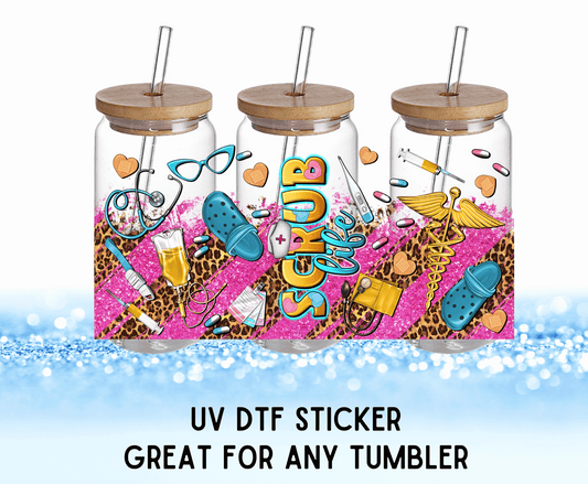 Scrub Life Colorful Flowers | UV DTF Wrap – Waterproof, Durable, & Vibrant Sticker - Griffin Expressions