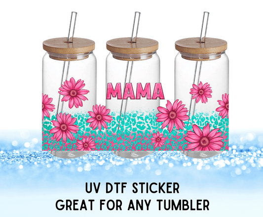 Pink Mama Colorful Flowers | UV DTF Wrap – Waterproof, Durable, & Vibrant Sticker - Griffin Expressions