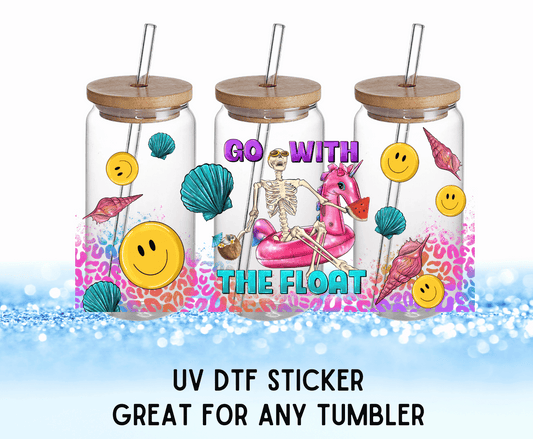 Go With The Float Colorful Flowers | UV DTF Wrap – Waterproof, Durable, & Vibrant Sticker - Griffin Expressions