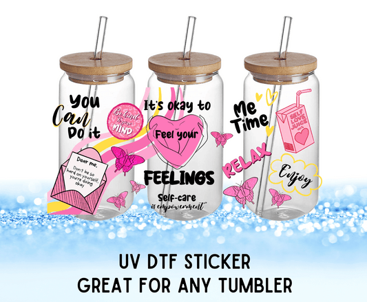 Feel Your Feelings Colorful Flowers | UV DTF Wrap – Waterproof, Durable, & Vibrant Sticker - Griffin Expressions