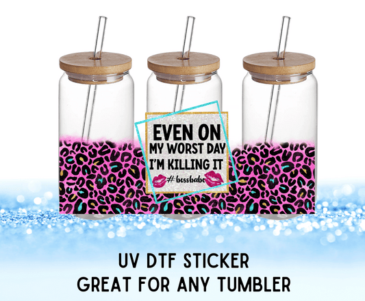 I'm Killing It Colorful Flowers | UV DTF Wrap – Waterproof, Durable, & Vibrant Sticker - Griffin Expressions