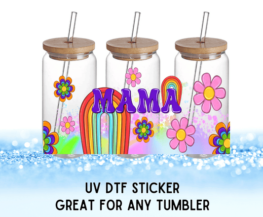 Boho Mama Colorful Flowers | UV DTF Wrap – Waterproof, Durable, & Vibrant Sticker - Griffin Expressions
