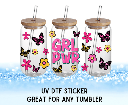 GRL PWR Colorful Flowers | UV DTF Wrap – Waterproof, Durable, & Vibrant Sticker - Griffin Expressions