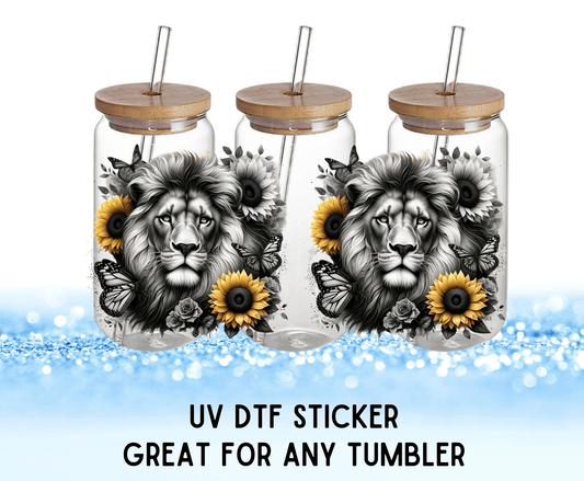 Floral Lion | UV DTF Wrap – Waterproof, Durable, & Vibrant Sticker - Griffin Expressions