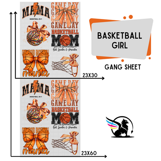 Premade DTF Transfer Gang Sheet For Graphic Tees | Basketball Girl