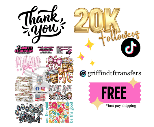 Collection of graphic designs and text on a white background, including 'Thank you', '20K Followers', and various phrases and symbols.