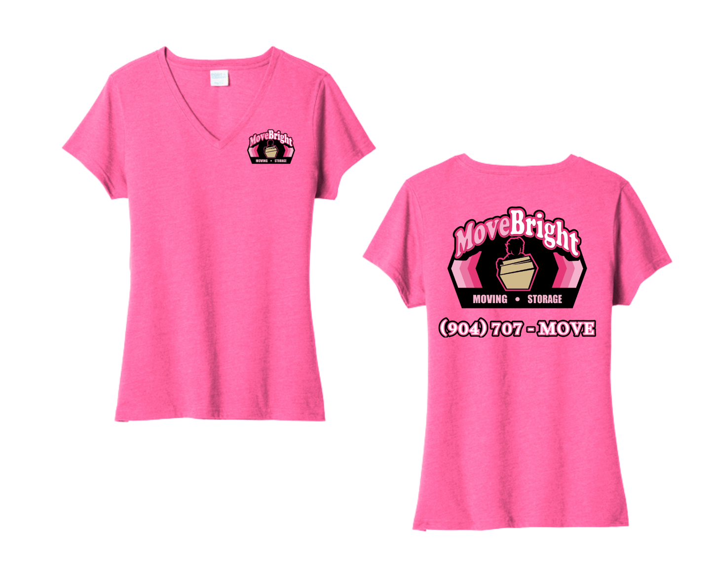 MoveBright | Pink Tee | V-Neck