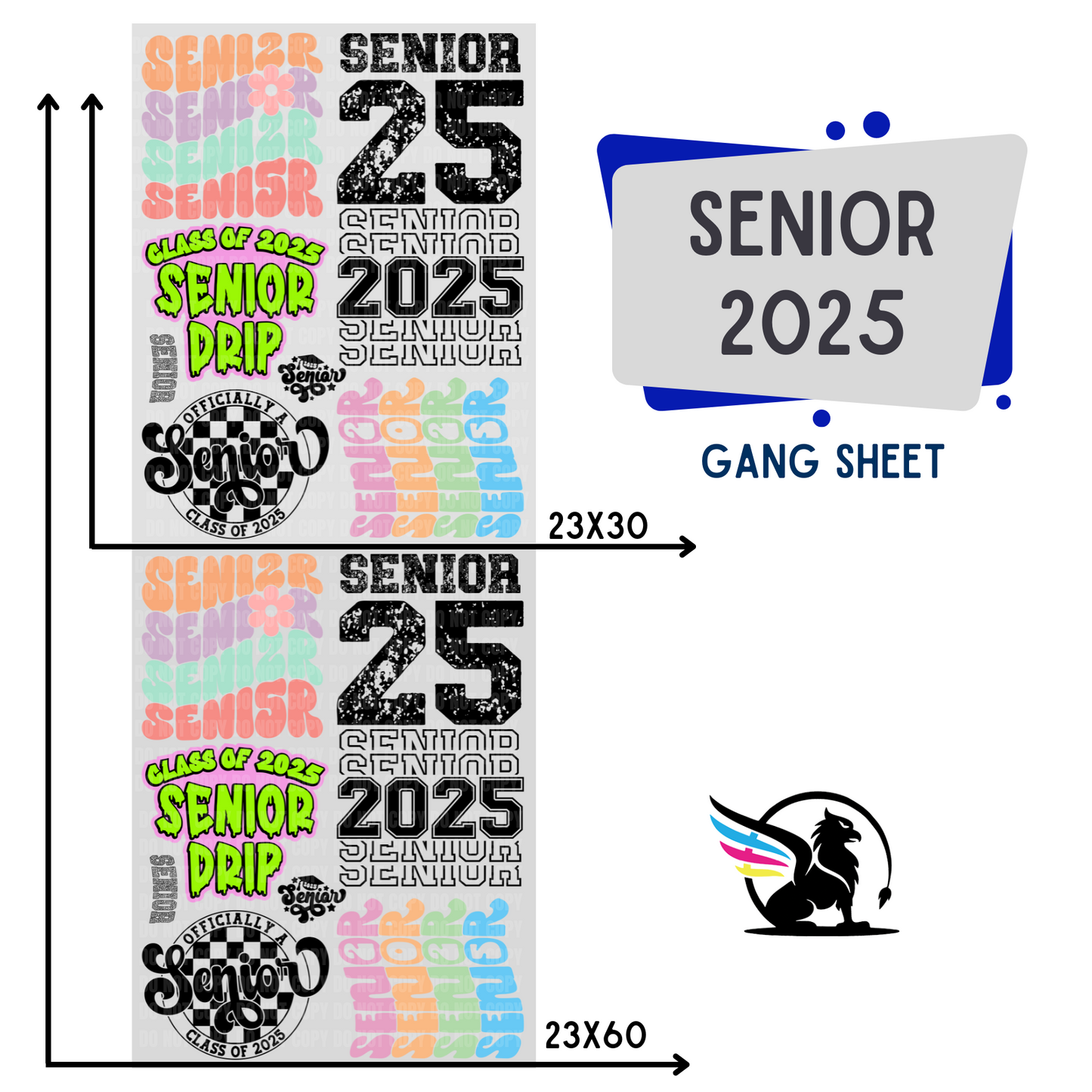 Premade DTF Transfer Gang Sheet For Graphic Tees | Senior 2025
