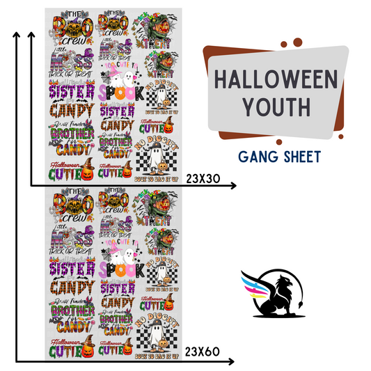 Premade DTF Transfer Gang Sheet For Graphic Tees| Halloween Youth