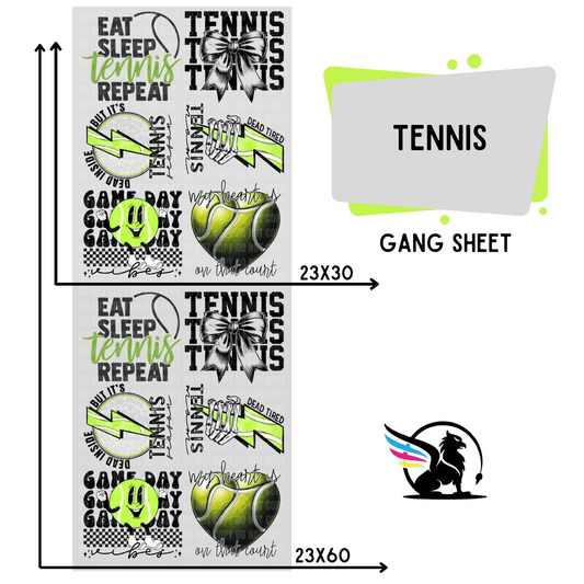 Premade DTF Transfer Gang Sheet For Graphic Tees | Tennis
