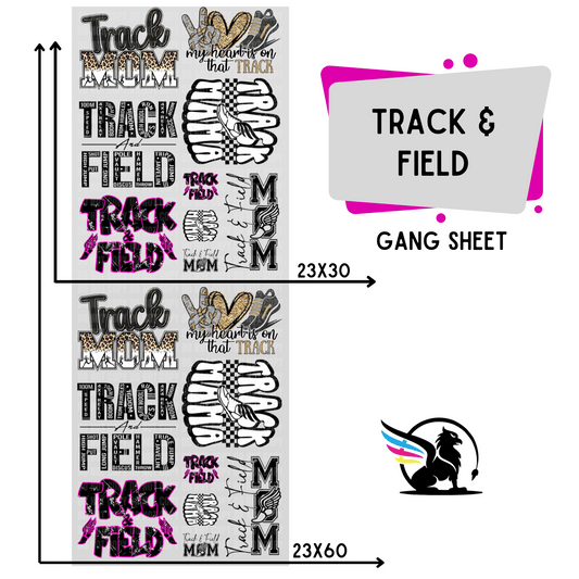 Premade DTF Transfer Gang Sheet For Graphic Tees| Track And Field